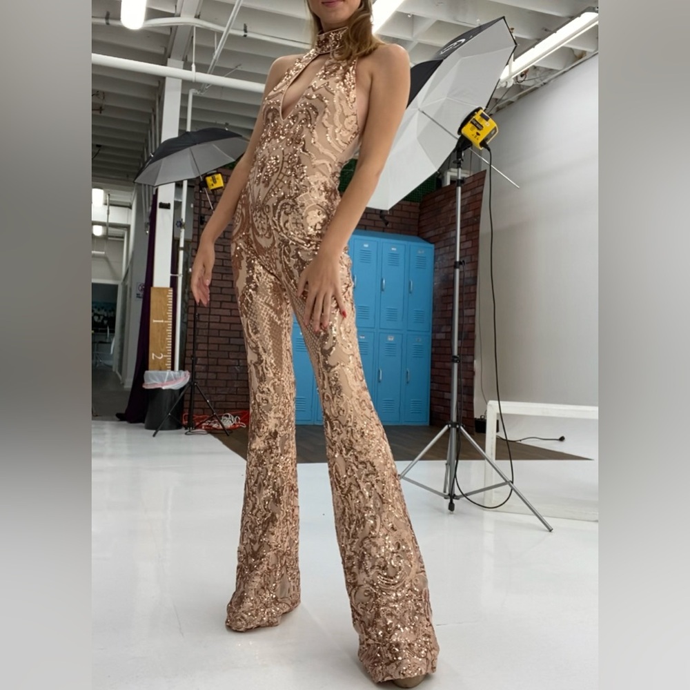 Custom Rose gold Debbie Carrol jumpsuit